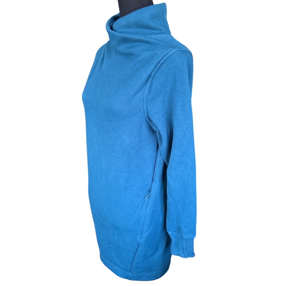Athleta Cozy Karma Mock Neck Long Sleeve Sweatshirt Dress, Teal, Small, Casual - Picture 4 of 9